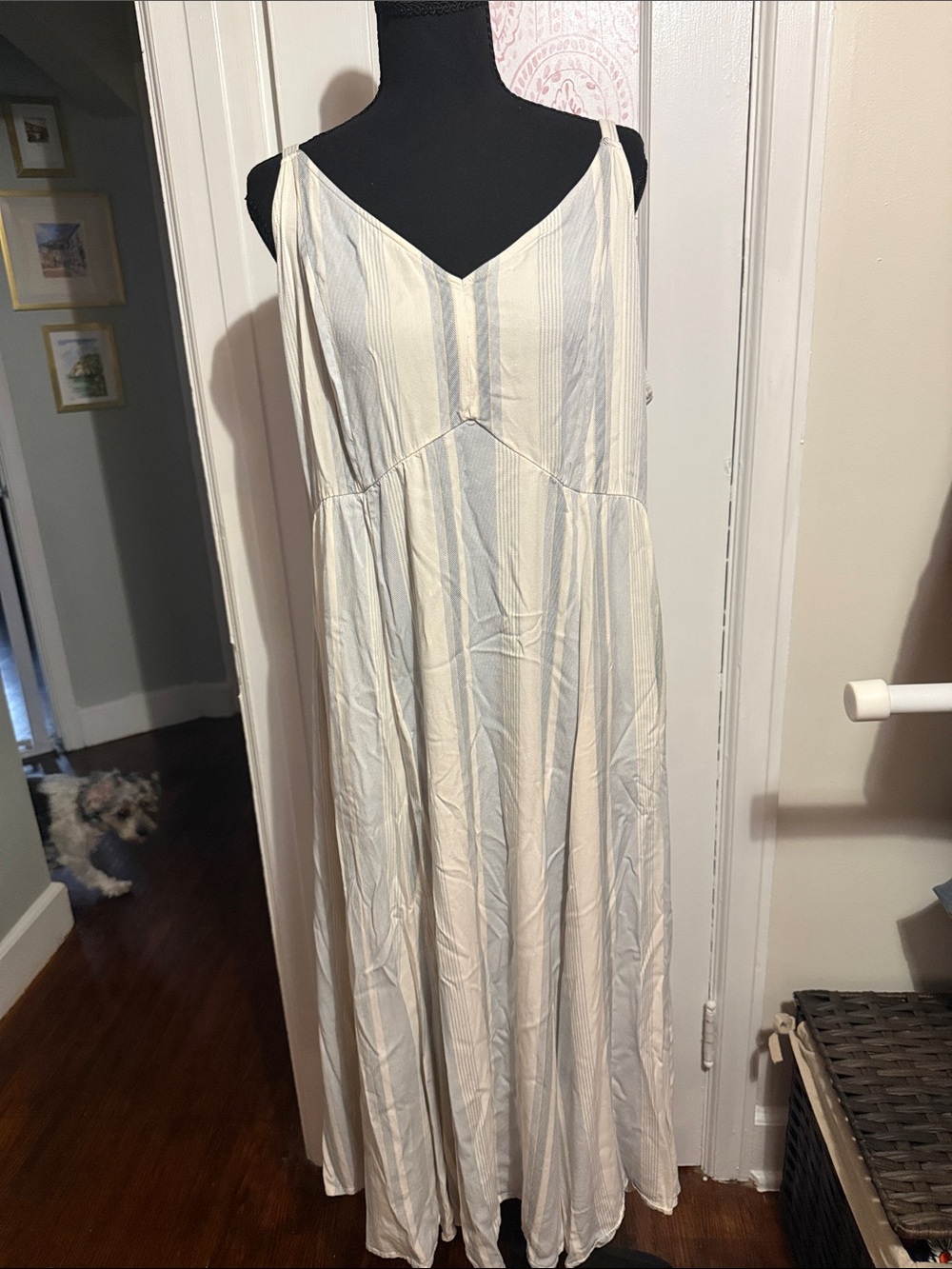 torrid Light Ivory and Pale Blue Striped Maxi Dress